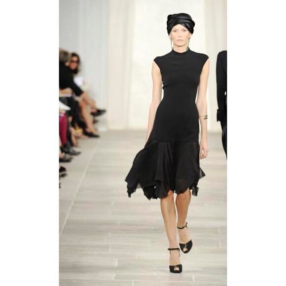 Ralph Lauren Collection Purple Label Midi Silk Black Cocktail Dress 4 Runway 09 - Picture 2 of 16